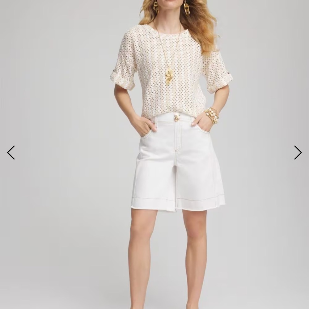 Chico's Cream Sweater and White Bermudas